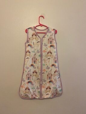 Girls' Lavender Trim Unicorn & Castle Sleep Sack - Copper Pearl